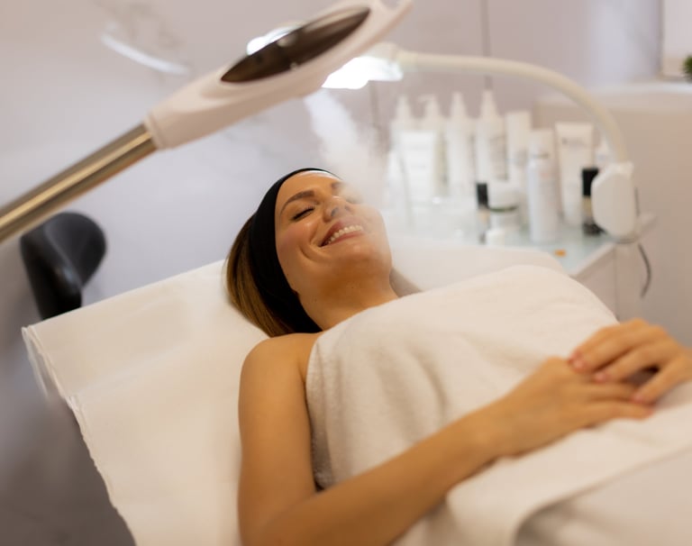 Relaxing facial treatment in a tranquil spa setting with smoothing techniques