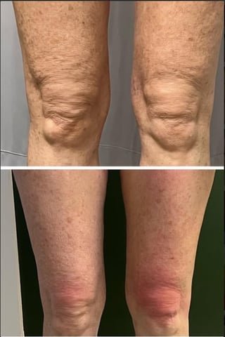 Before and after comparison of knees